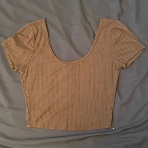 Olive Green Ribbed Crop-Top